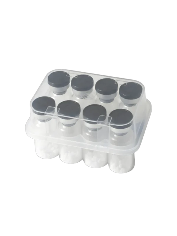 Tray of research peptide vials for wholesale supply