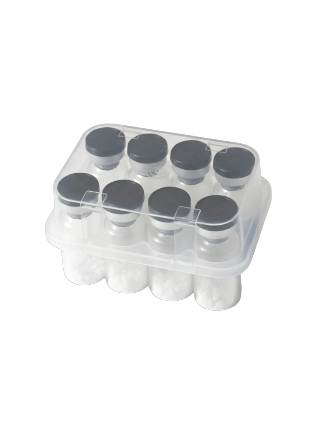 Tray of research peptide vials for wholesale supply