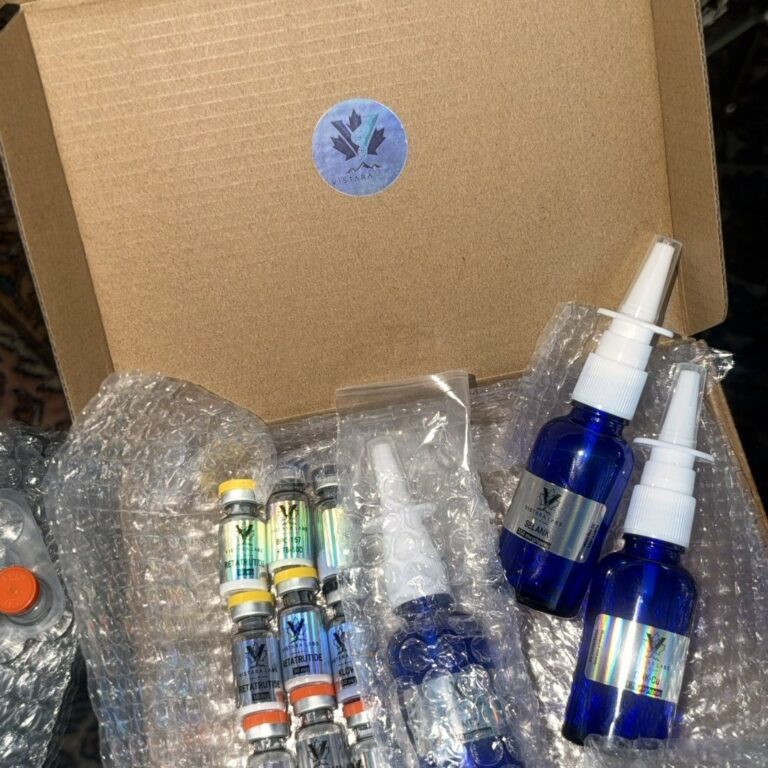 Vistara Labs order unboxed: nasal sprays and vials packed in bubble wrap