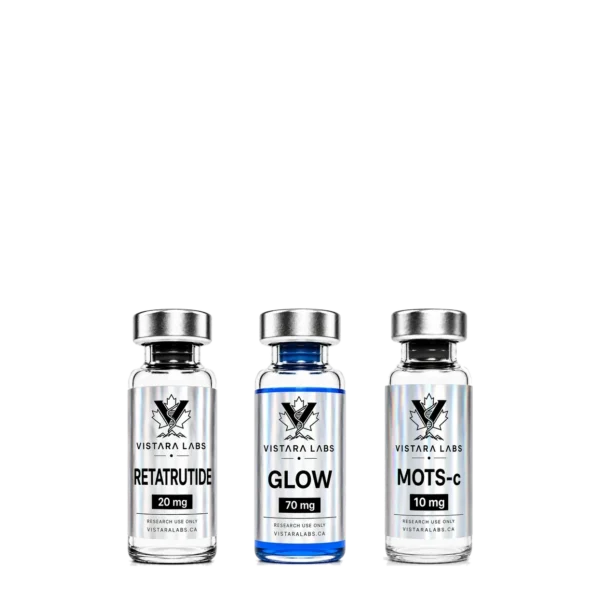 Retatrutide, GLOW blend and MOTS-c research vials